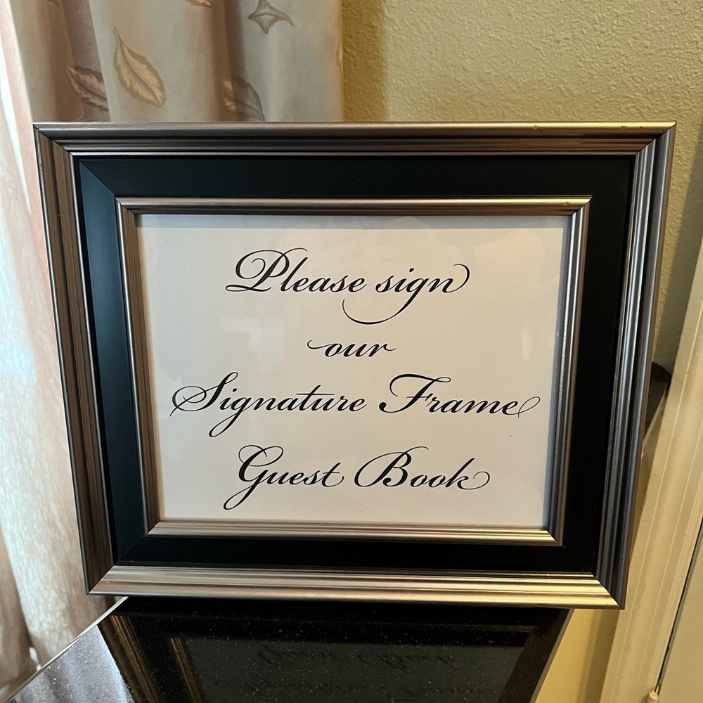 Black and Pewter Signature Frame Guest Book